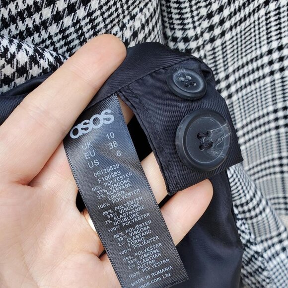 ASOS Black and White Houndstooth Blazer size 6 US - Picture 5 of 5